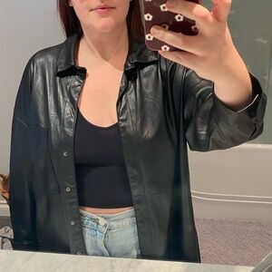 Zara Faux Leather Shirt Jacket